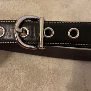 Women’s COACH leather black belt size small black with silver hardware